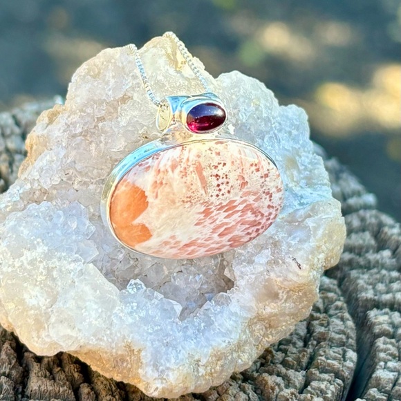 Orange Scolecite & Garnet Necklace - Picture 1 of 16